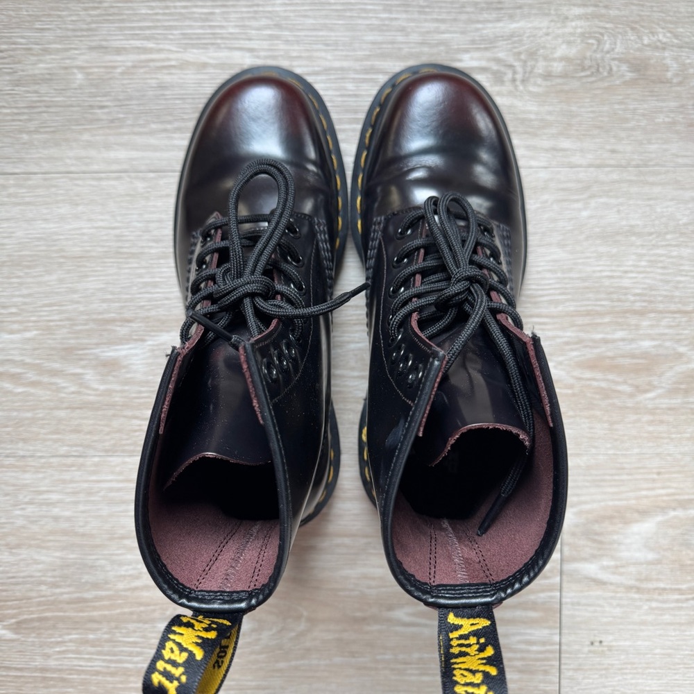 Dr. Martens Cherry Red Arcadia Combat Boots - Picture 3 of 8
